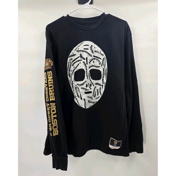 MITCHELL & NESS GERRY CHEEVERS BOSTON BRUINS 100TH ANNIVERSARY SHIRT MENS LARGE